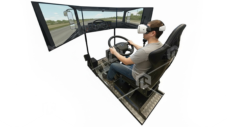 фото «Программно-аппаратный комплекс «Тренажер управления автомобилем КАМАЗ-5350/4350/УРАЛ-4320» Комплектация VR с динамической двухосевой платформой, К3