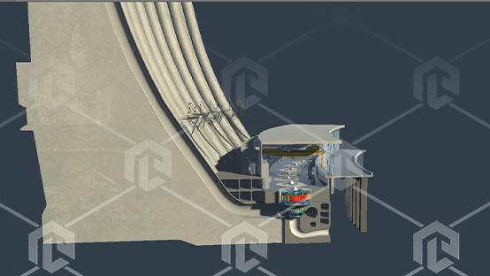фото Наглядный макет "Поперечный разрез ГЭС по оси гидроагрегата"
